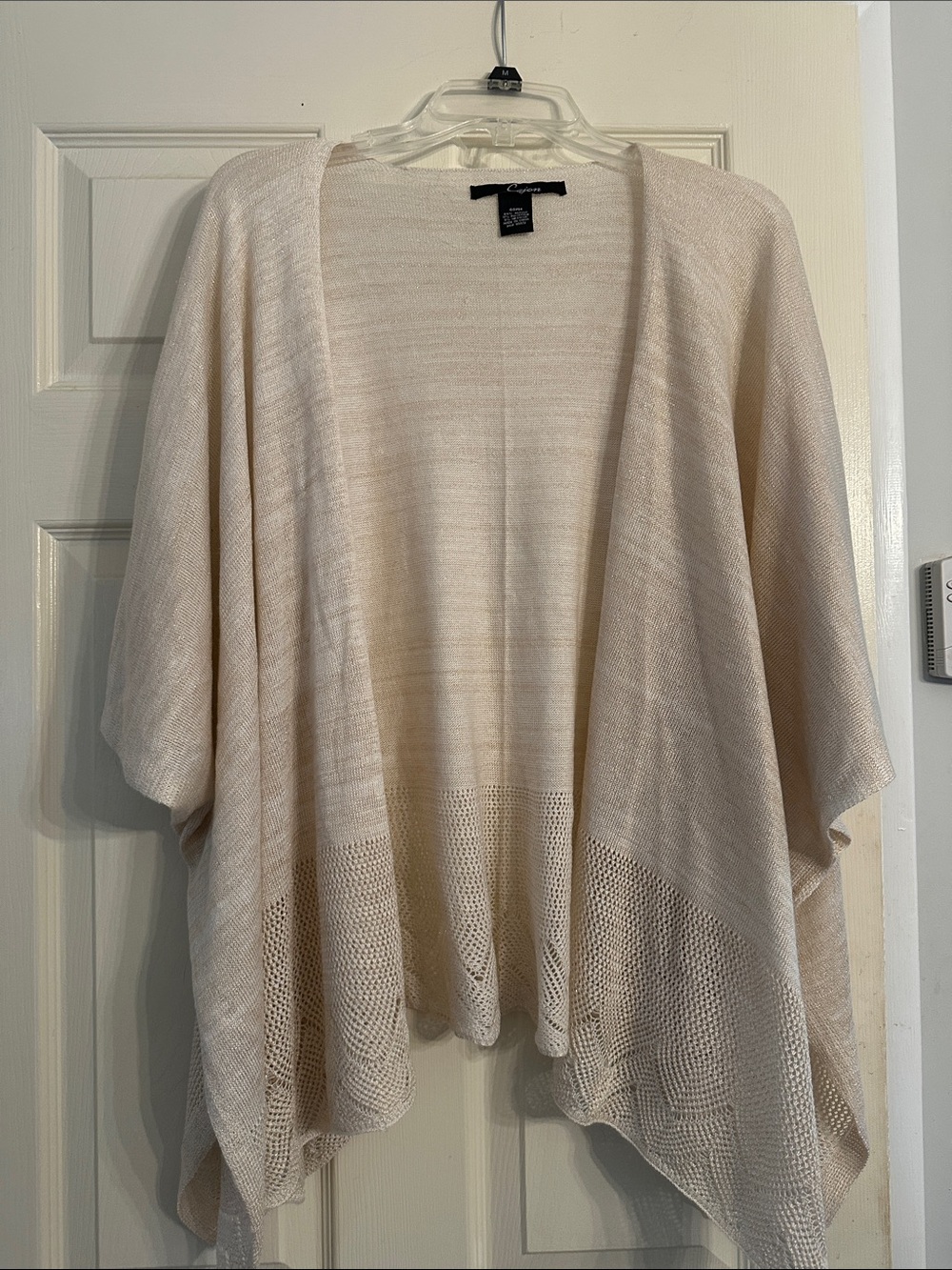 Charter Club Soft Cream Open-Front Knit Poncho